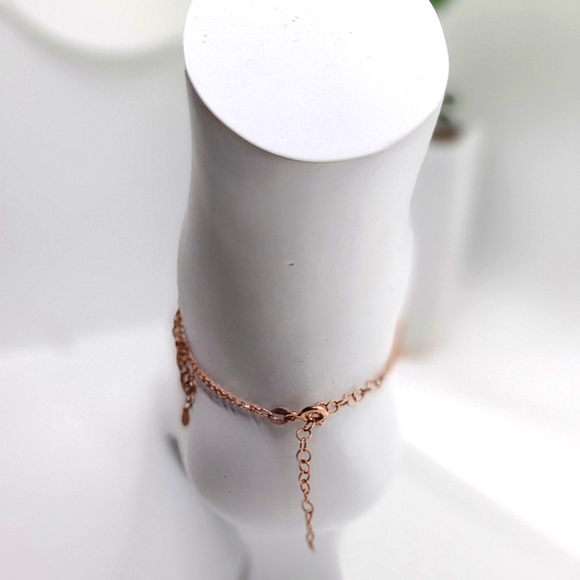 Rose Gold Color 925 Sterling Silver Anklet - Picture 5 of 6